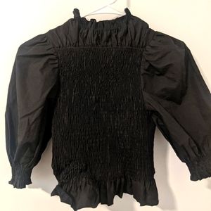 Nasty Gal Shirred Black Shirt